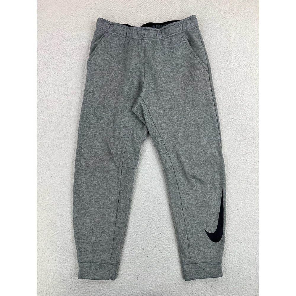 Nike Dri-FIT Pants Mens Medium Gray Fleece Training Sweatpants Joggers Swoosh